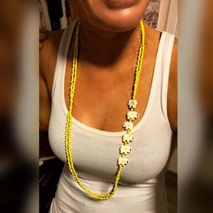 Double Strand Yellow/Elephant Necklace